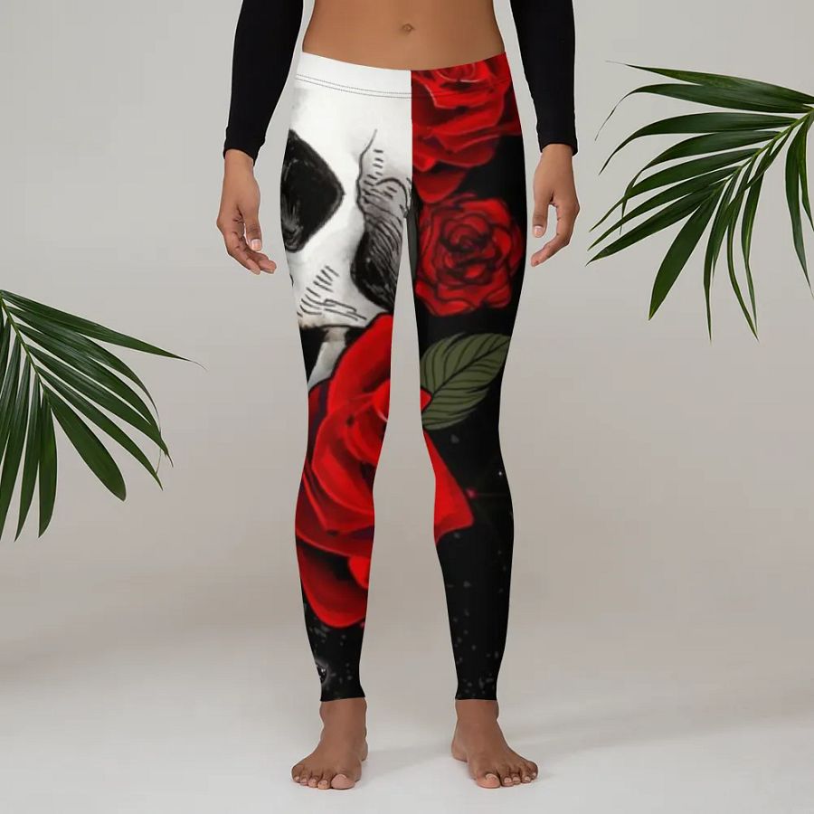 Gothic Rose Skull All-Over Leggings product image (3)