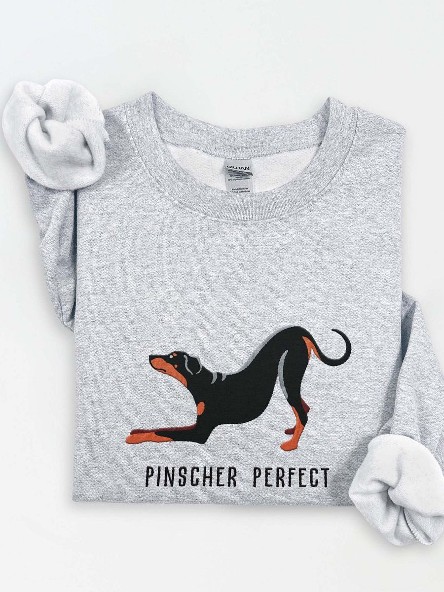 Pinscher Perfect Sweatshirt(Embroidered) of a Doberman Pinscher(Full Tail & Ears) product image (1)