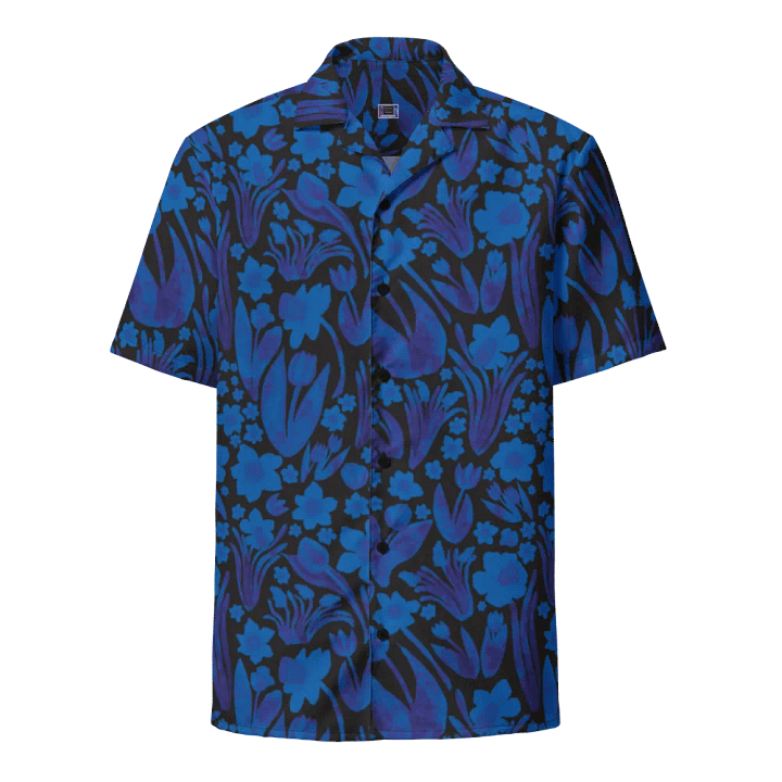 Men's | Spring Garden | Royal Blue on Black Hawaiian Shirt – Bold Floral, Breezy Comfort product image (1)