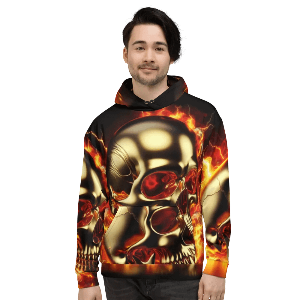 Golden Inferno - Unisex Skull Hoodie #1 product image (2)