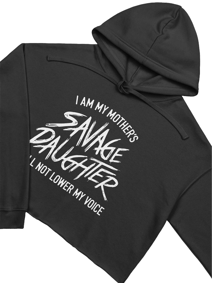 Savage Daughter Fleece Crop Hoodie (white print) product image (1)