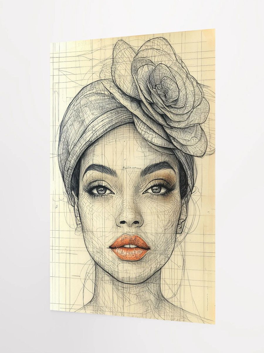 Classic Chic: Retro Portrait Art Print of a Woman in a Spectator Hat product image (3)