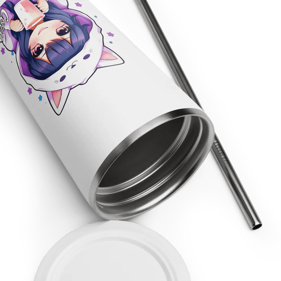 Cozy Kawaii Anime Girl 20 oz Tumbler Cup - White - Insulated Tumbler with a Straw product image (9)