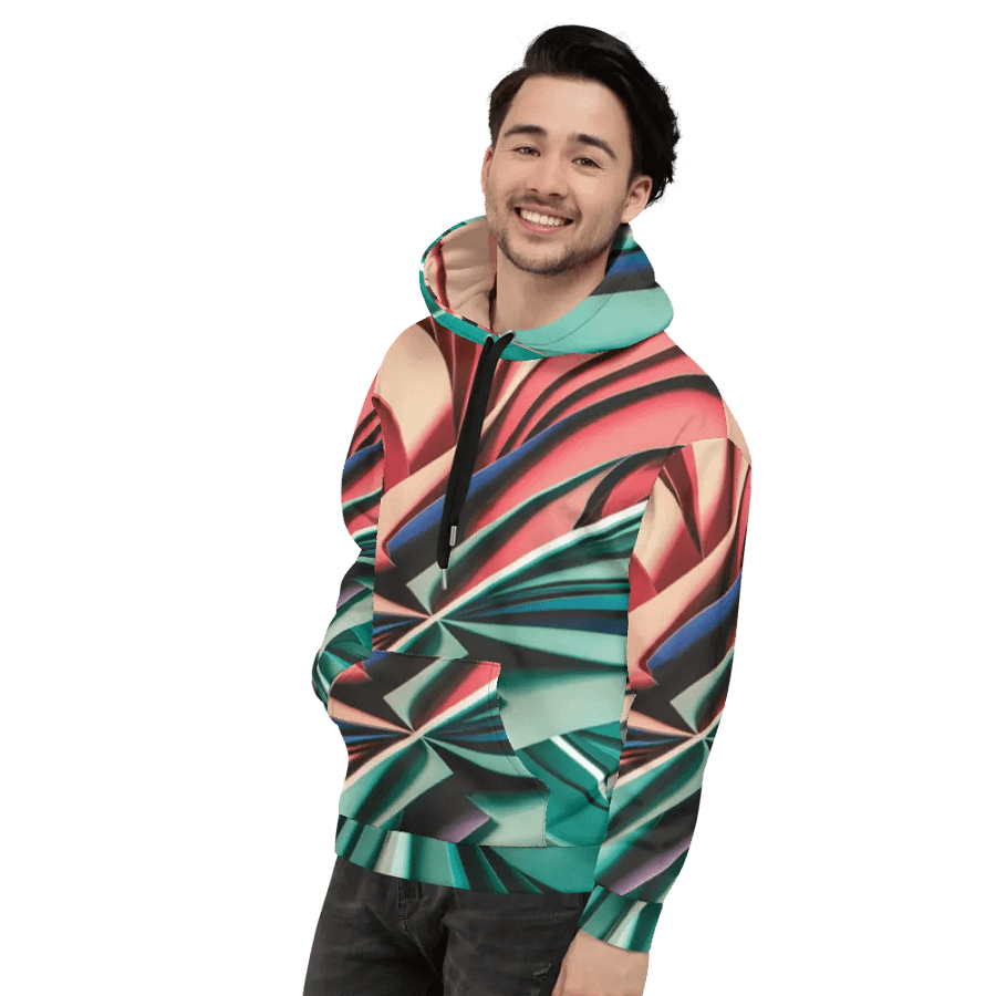 Recycled Unisex Hoodie with Vibrant Abstract Geometric Print - Relaxed Fit product image (11)