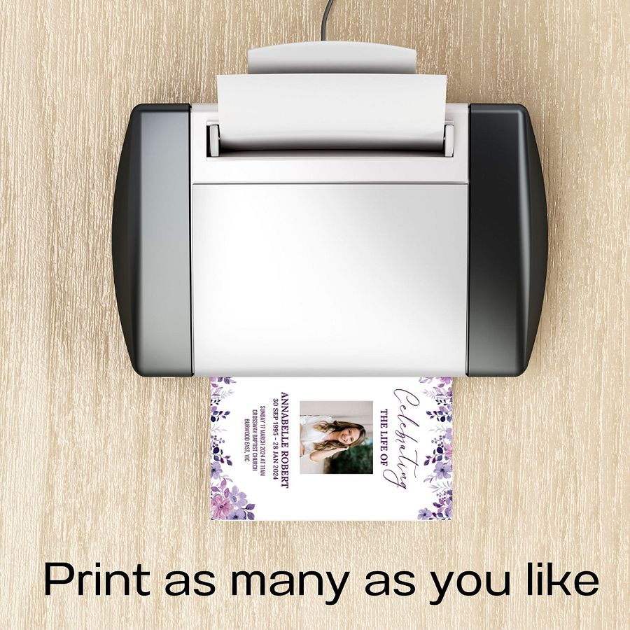 Purple Flowers Funeral Program Canva Template product image (8)