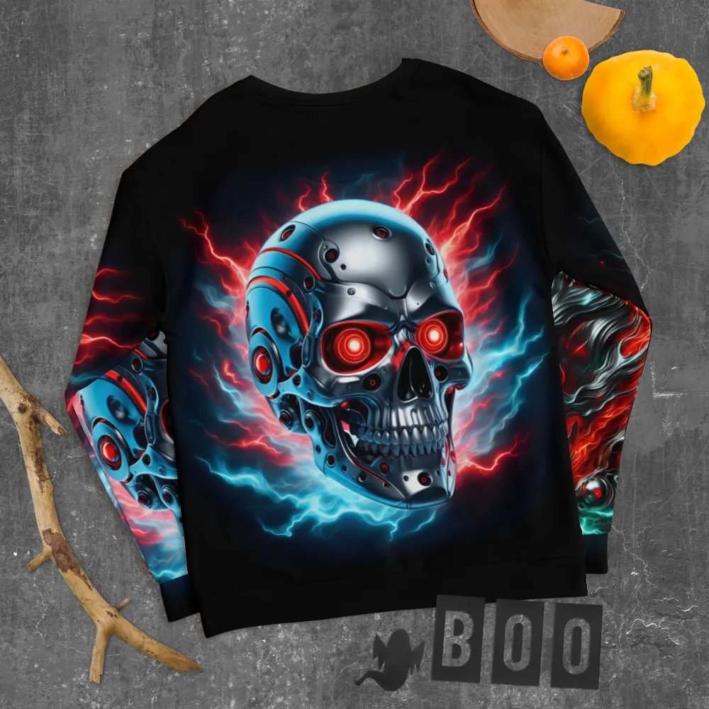 Futuristic RoboSkull All-Over - Unisex Sweatshirt #10 product image (10)