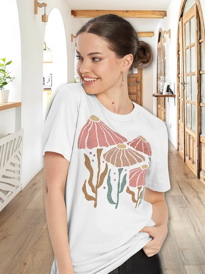 Boho Coral Blooms Artistic Retro Wildflower Graphic Tee product image (36)