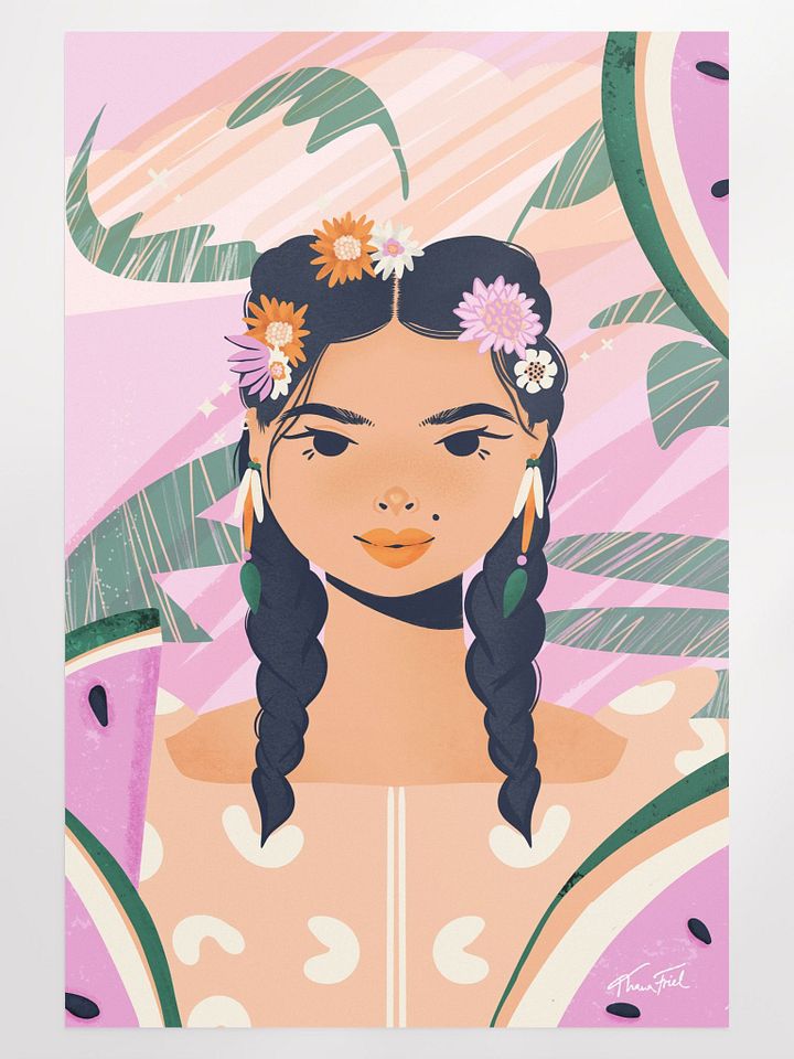 Floral Braids & Watermelon Slices • Matte Paper Poster product image (1)