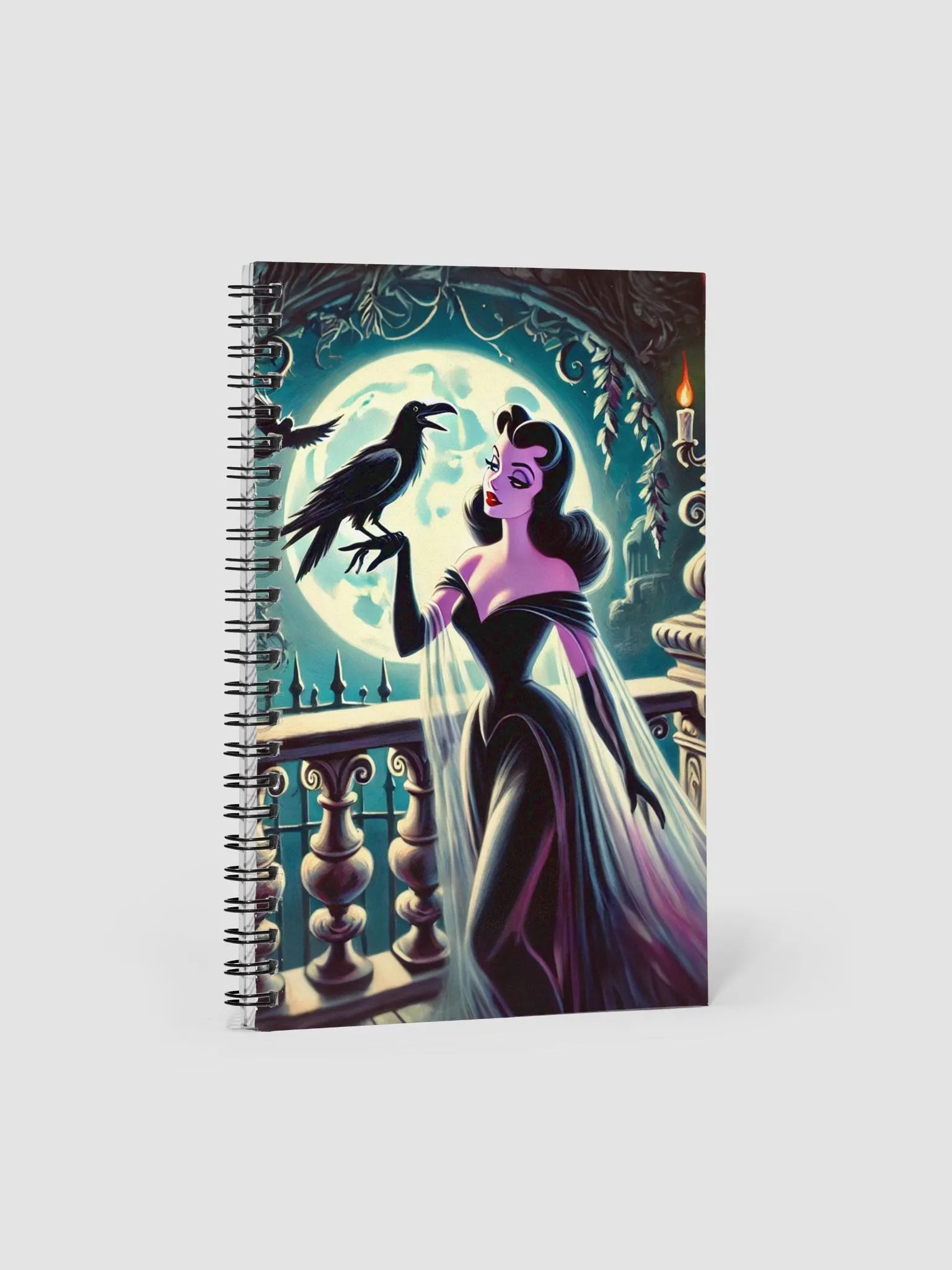 Moonlit Woman and Raven Spiral Notebook product image (1)