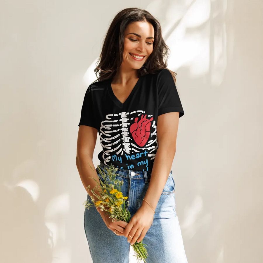My Heart Is In My Chest V2 - Women's Relaxed V-Neck T-Shirt product image (11)