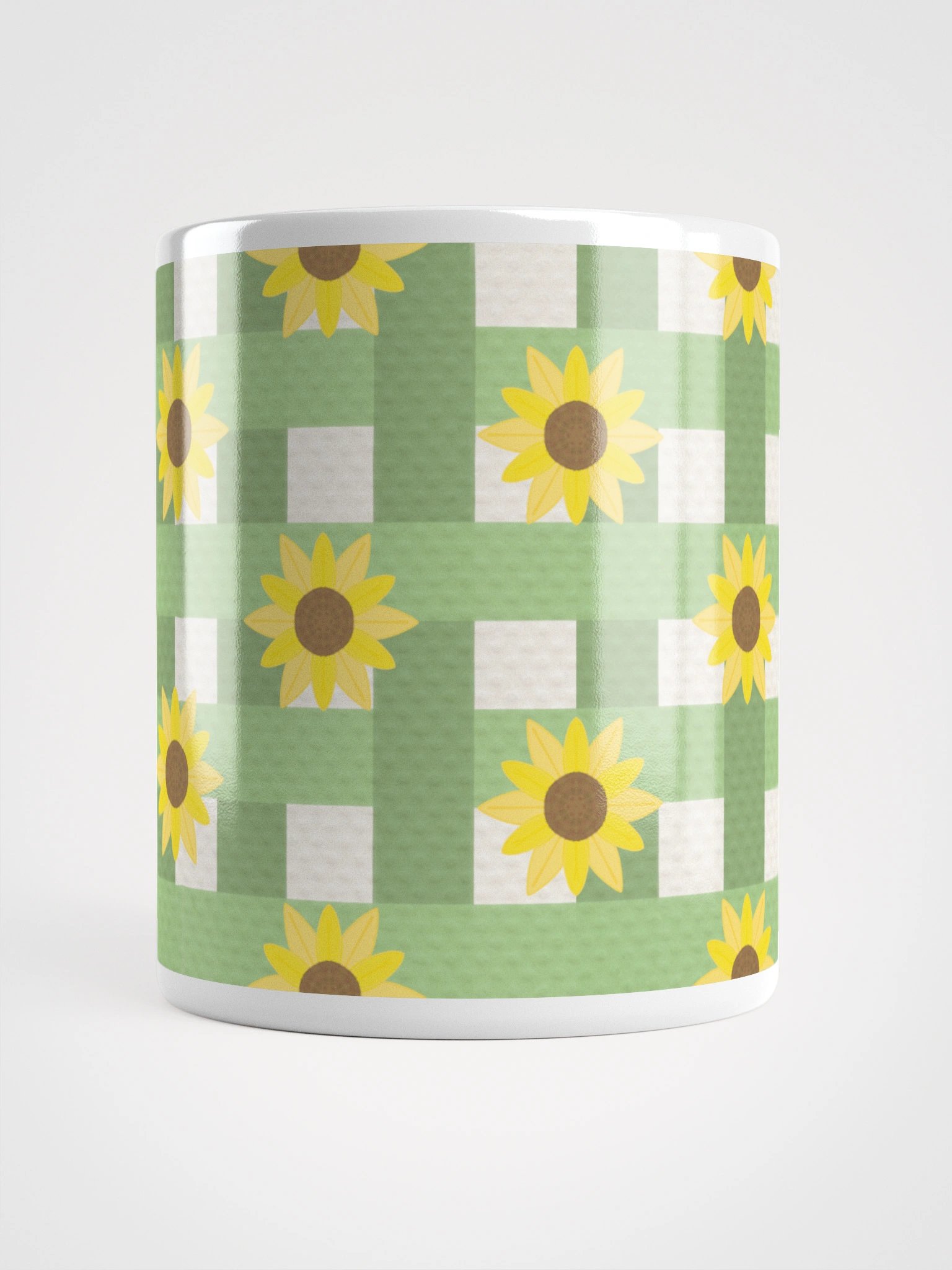 Sunflower Gingham in Green Mug product image (7)