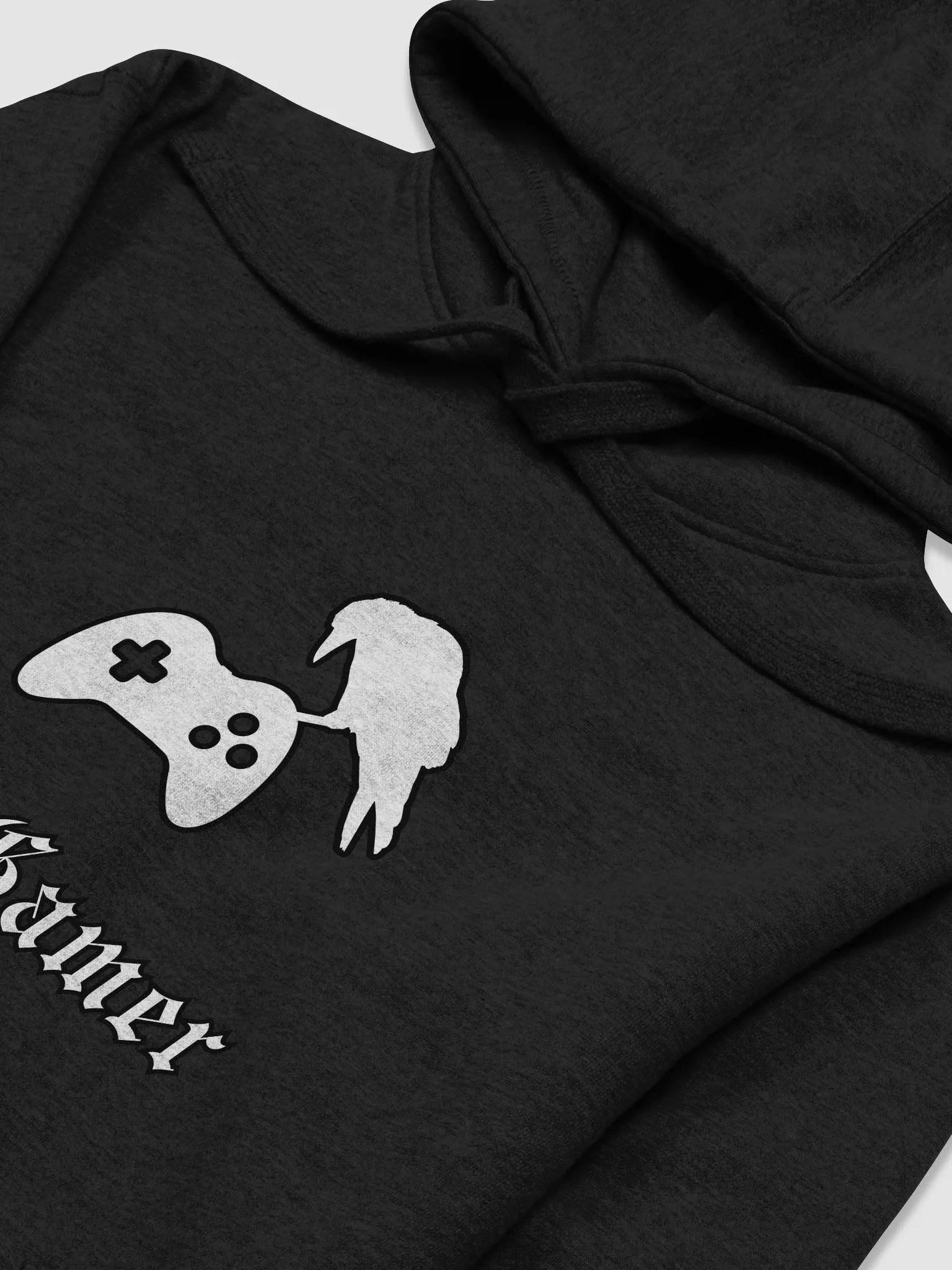Goth Gamer Printed Hoodie with Crow & Controller - Minimalist product image (3)