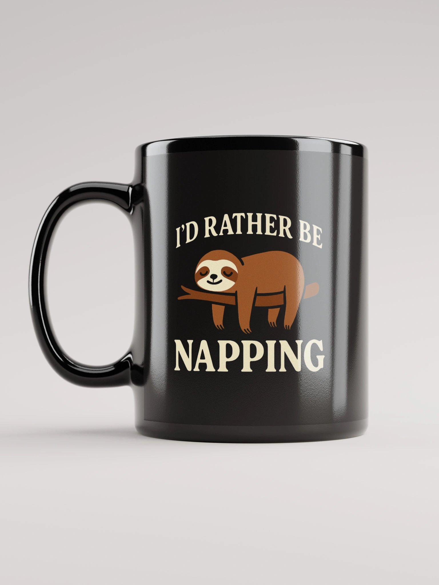 I’d Rather Be Napping Black Glossy Mug product image (11)