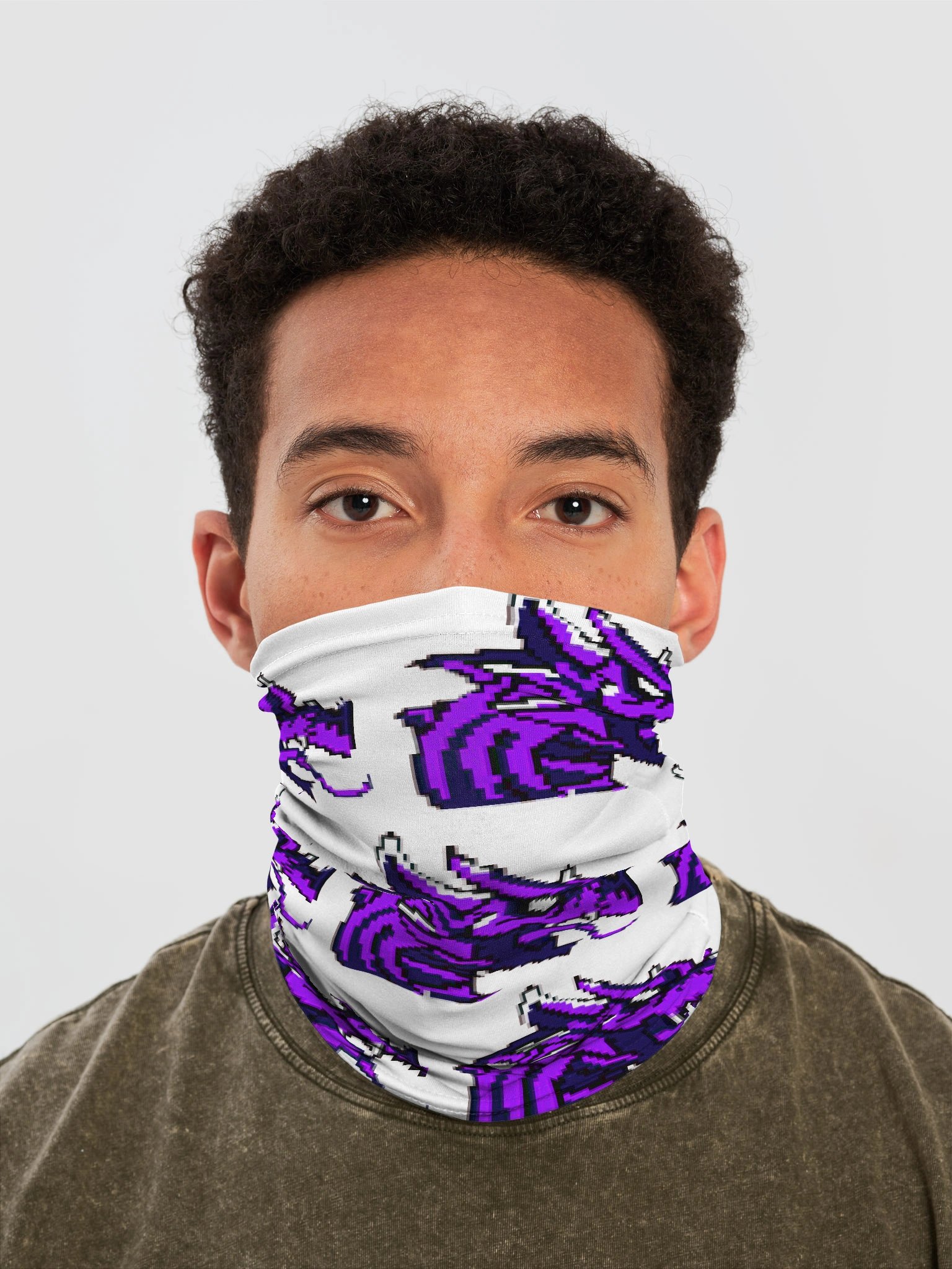 Pixelated Purple Dragon All-Over Neck Gaiter product image (1)