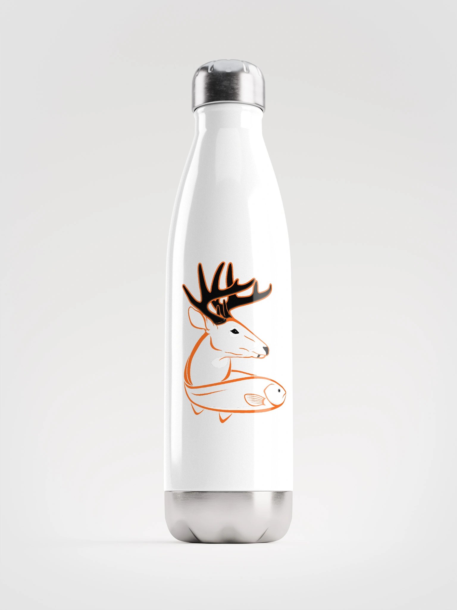 Black/White W/ Orange Stainless Bottle W/ Cap product image (1)