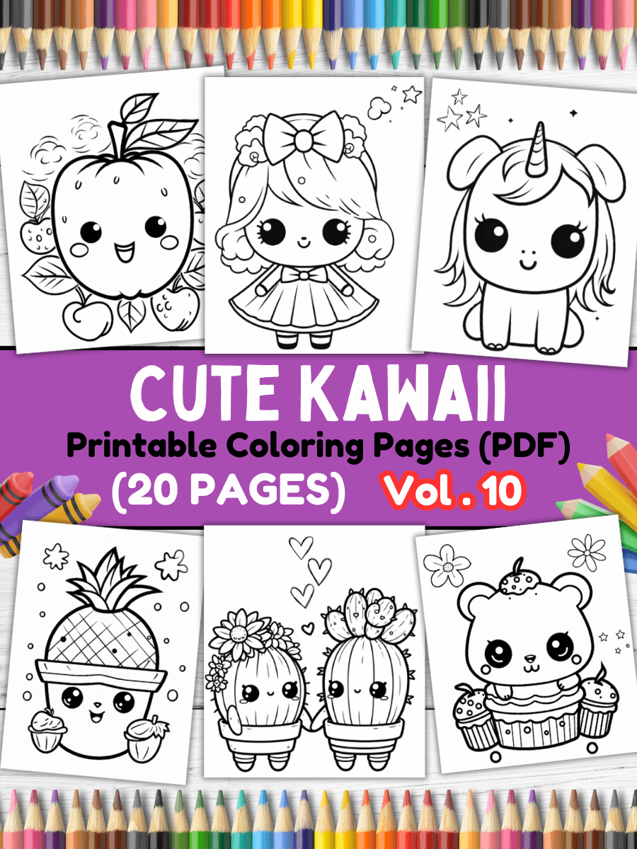 20 Cute Kawaii Coloring Pages#10 (PDF Coloring Pages) product image (1)