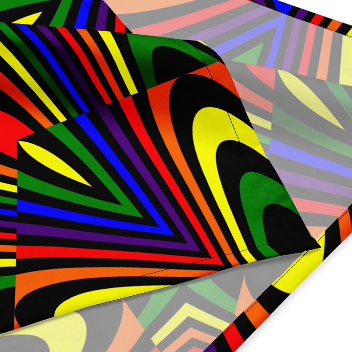Queer Art Rainbow Hearts Stars Bandana, Kaleidoscopic Colorful Accessory product image (4)