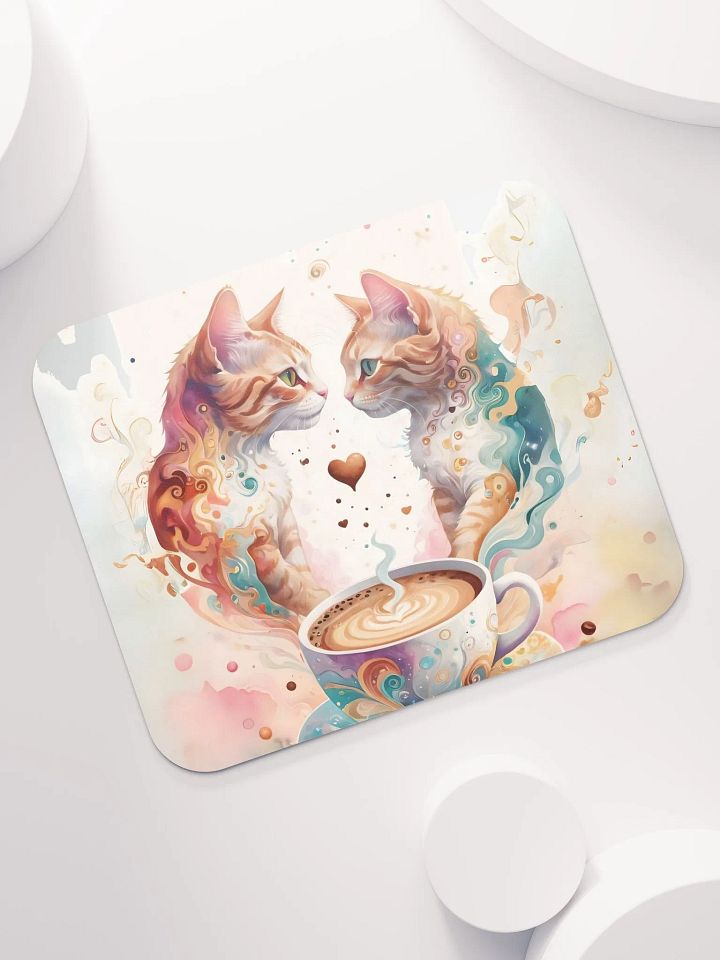 Love Cats & Coffee Mouse Pad product image (1)