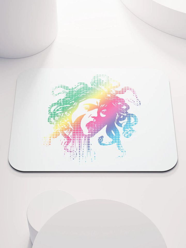 Rainbow Halftone Medusa on White - Mouse pad product image (1)