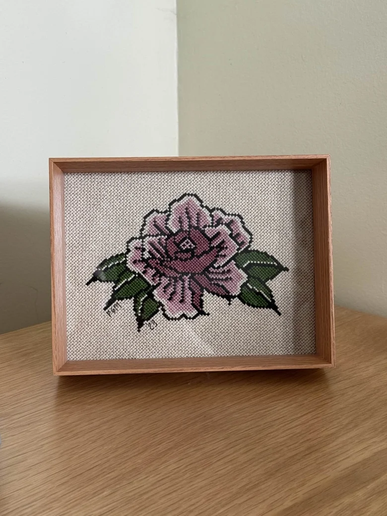 Framed Mauve Peony Cross Stitch product image (1)