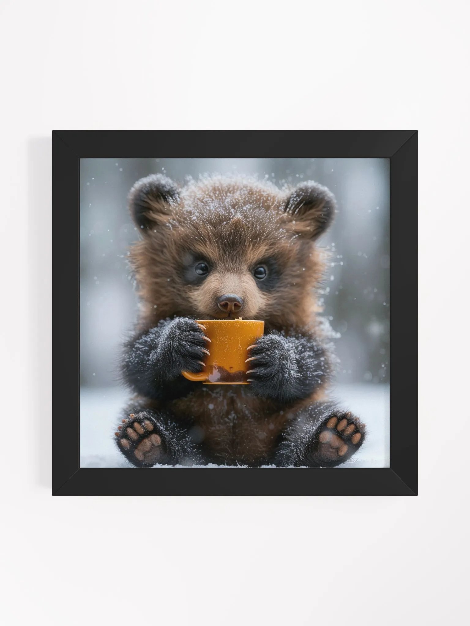 Coffee Lover Cute Baby Brown Bear Cub Art product image (3)