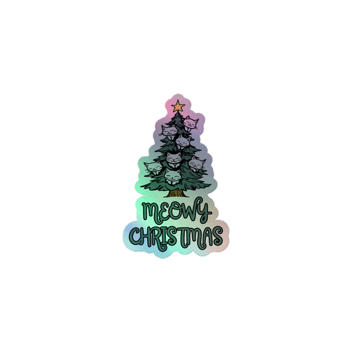 Meowy Christmas Holographic Sticker product image (1)