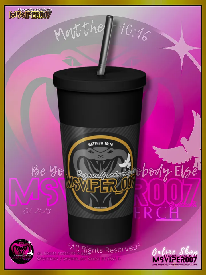 Tumbler - "MsViper_007™ Brand [gld-yllw/blk] - Support&Sport" Insulated Tumbler with a Straw By Anna H. product image (2)
