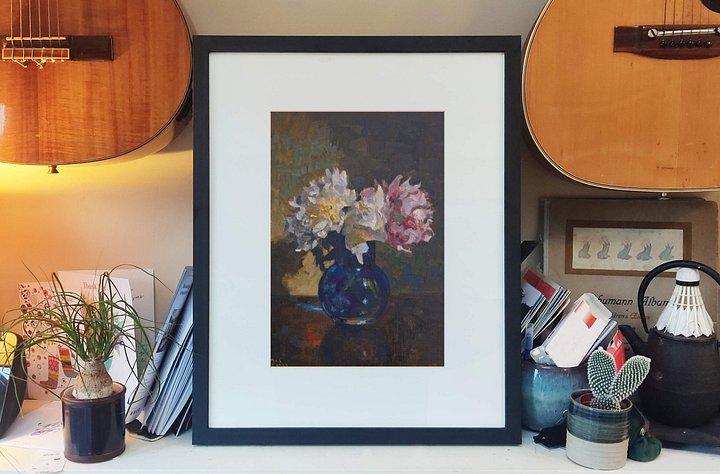 250923 Peonies in Blue Vase. Original Study Artwork. product image (2)