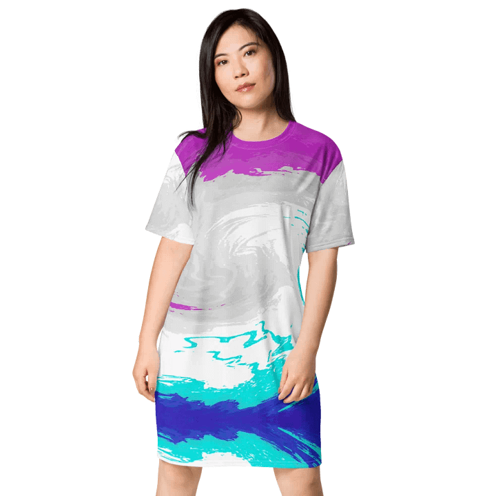 Abstract Vibrant Swirling Melting Forest Ladies T Shirt Dress product image (1)