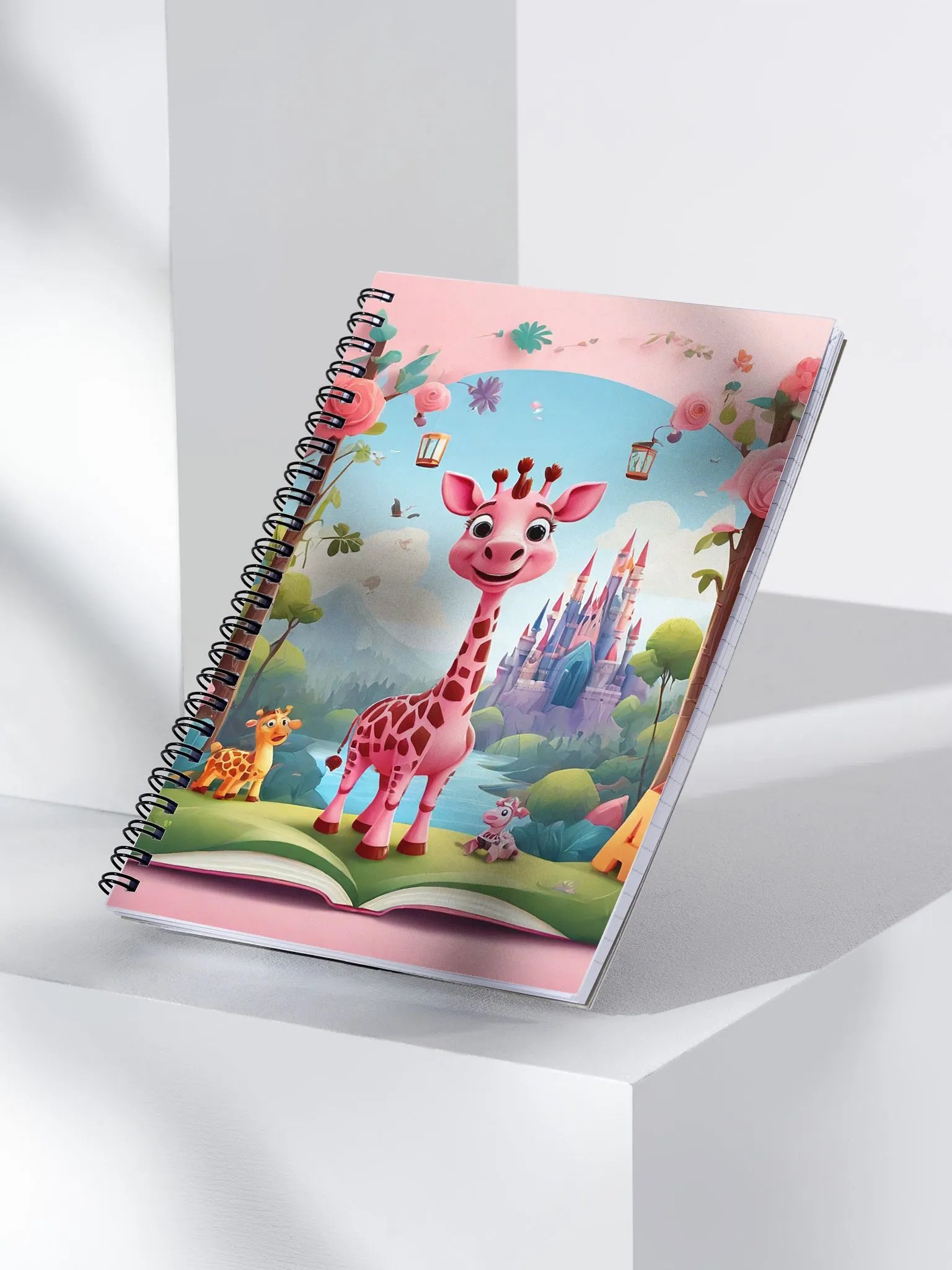 pink giraffe with flower and book product image (3)