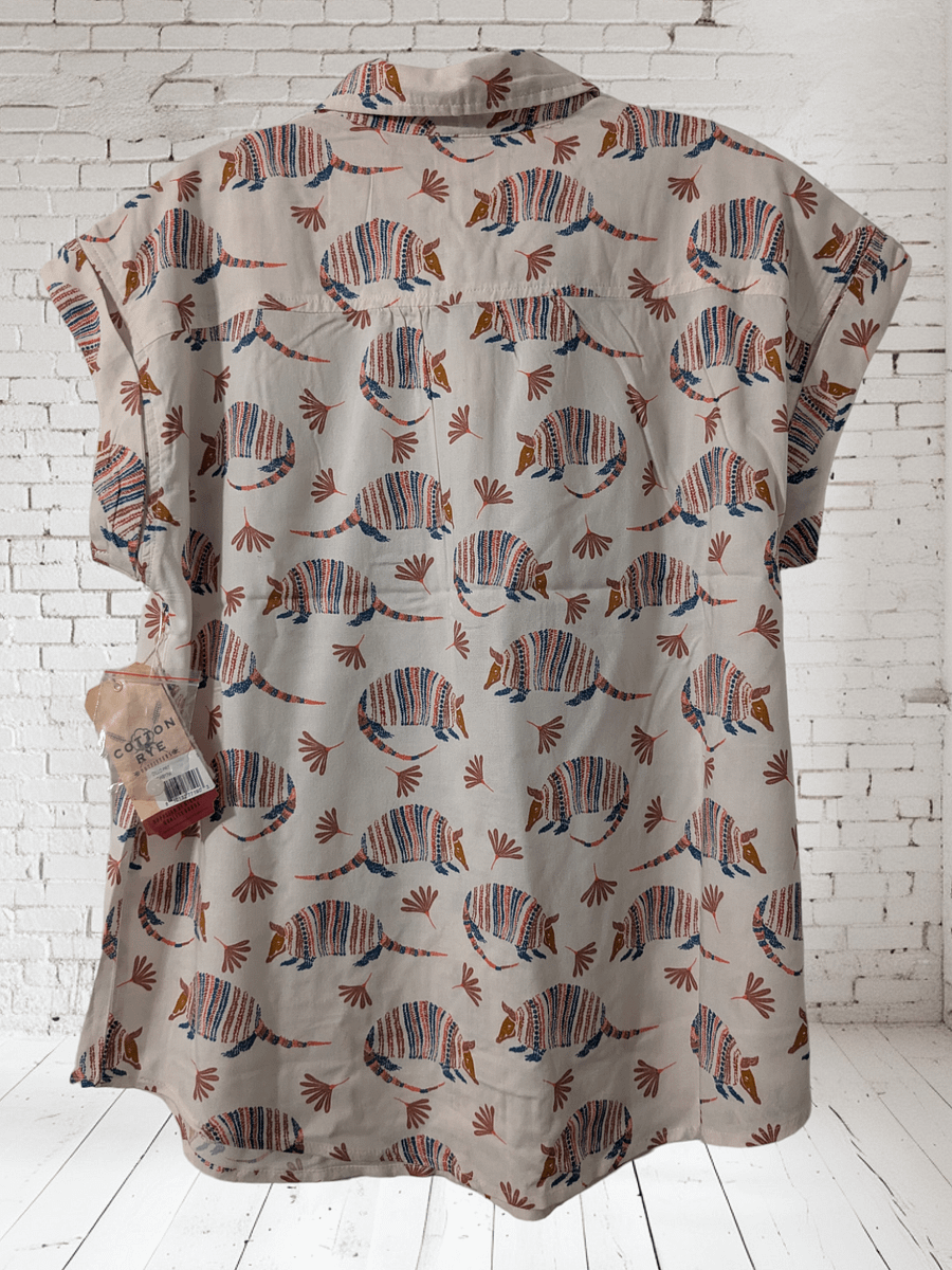 S Colorful Armadillos Button Up Short-Sleeve Shirt with Collar product image (2)