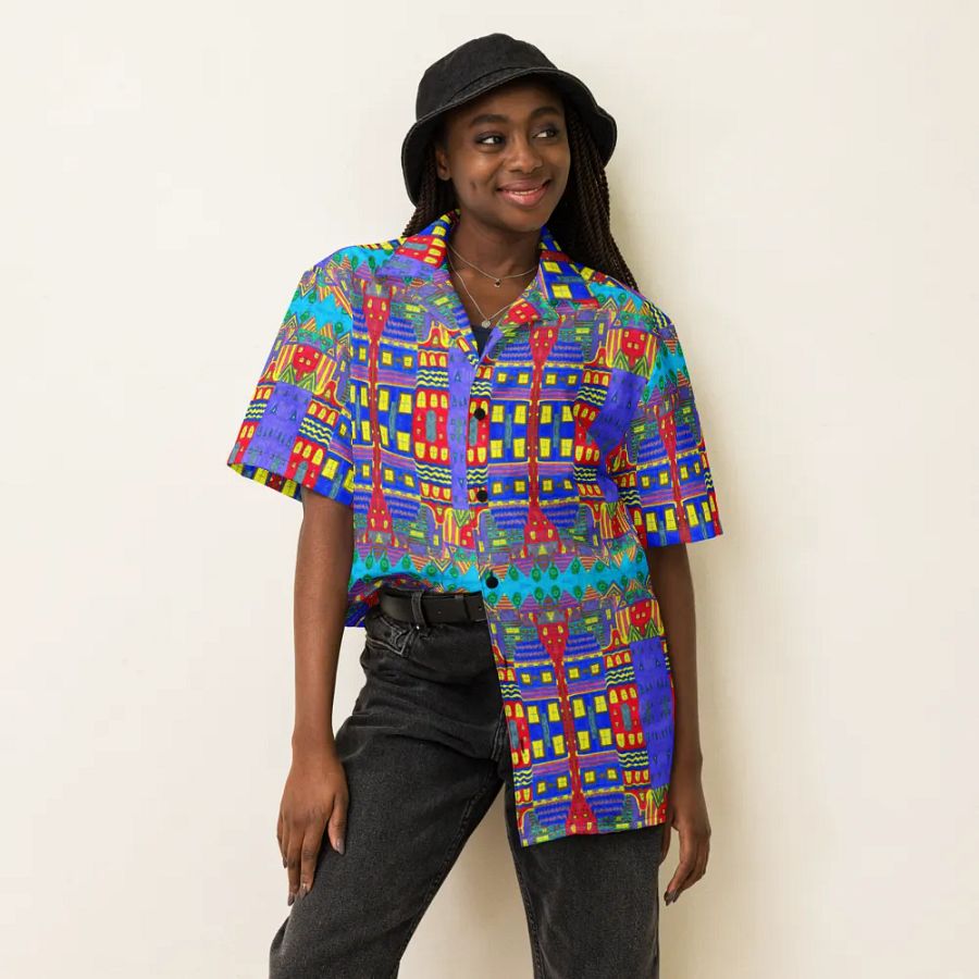 Abstract Playful Houses 2 Unisex Hawaiian Shirt product image (3)