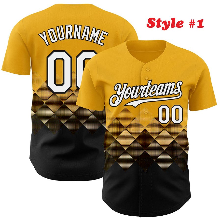 Authentic Baseball Jersey, Custom Baseball Jersey, Personalized Sport Jersey, Colorful, Number, 3D Gradient Square Shape product image (184)