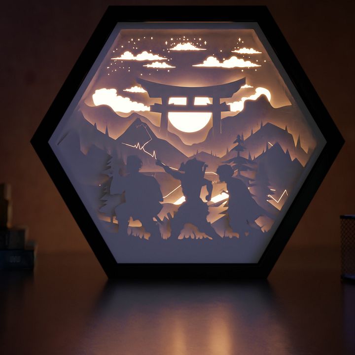Demon Slayer Lightbox template 2 in 1 - PDF PNG SVG DXF + Video Tutorial product image (1)