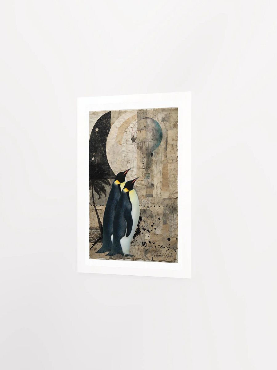 'Visitors' by Edward Martin Mixed Media Collage Print: Whimsical Penguins Enhanced Poster product image (3)