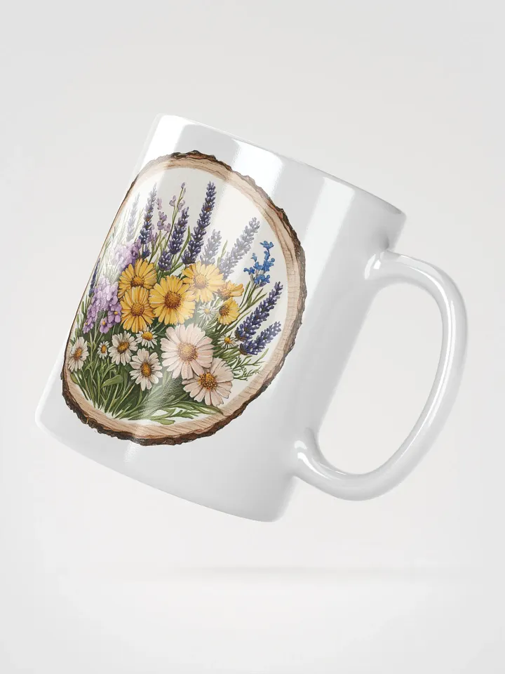Wildflower Field Round Wood Art Ceramic Mug product image (2)