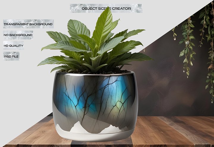 Stellar Luxe – Labradorite & White Harmony Vase PNG product image (2)