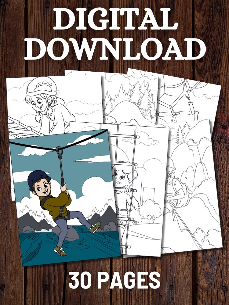 Kids at Outdoor Adventure Camp Printable Coloring Pages product image (1)