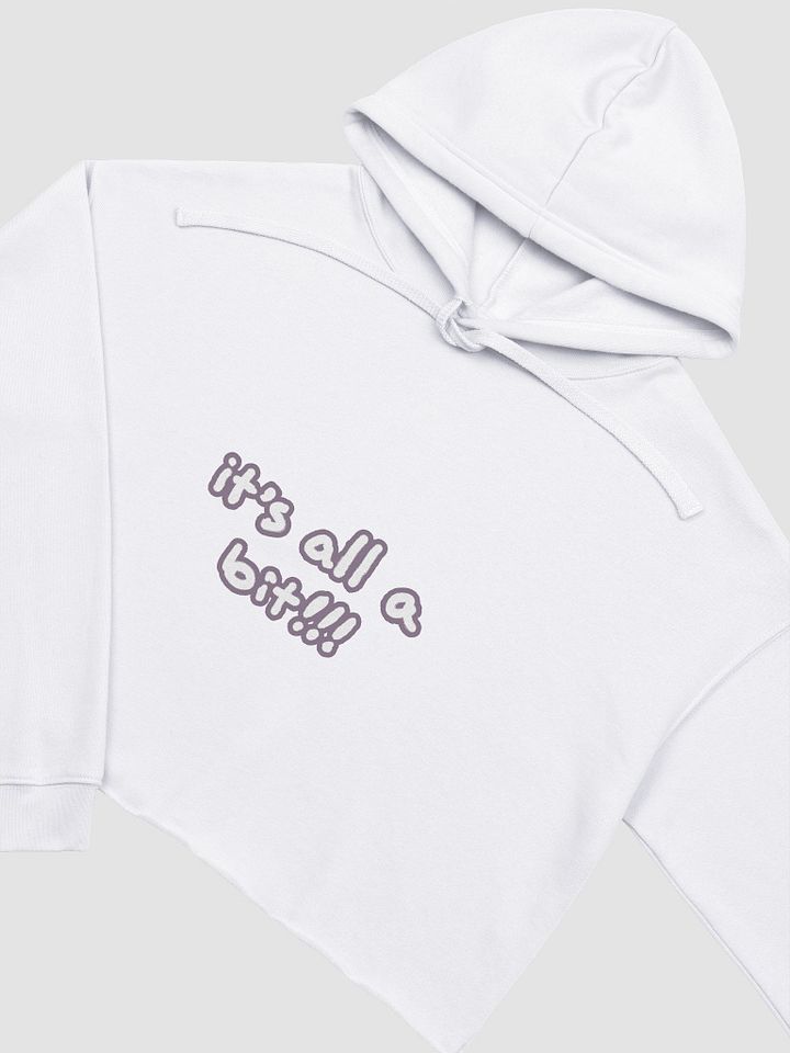 “It’s all a bit!!!” (lined design, #8D778F) fleece cropped hoodie product image (29)