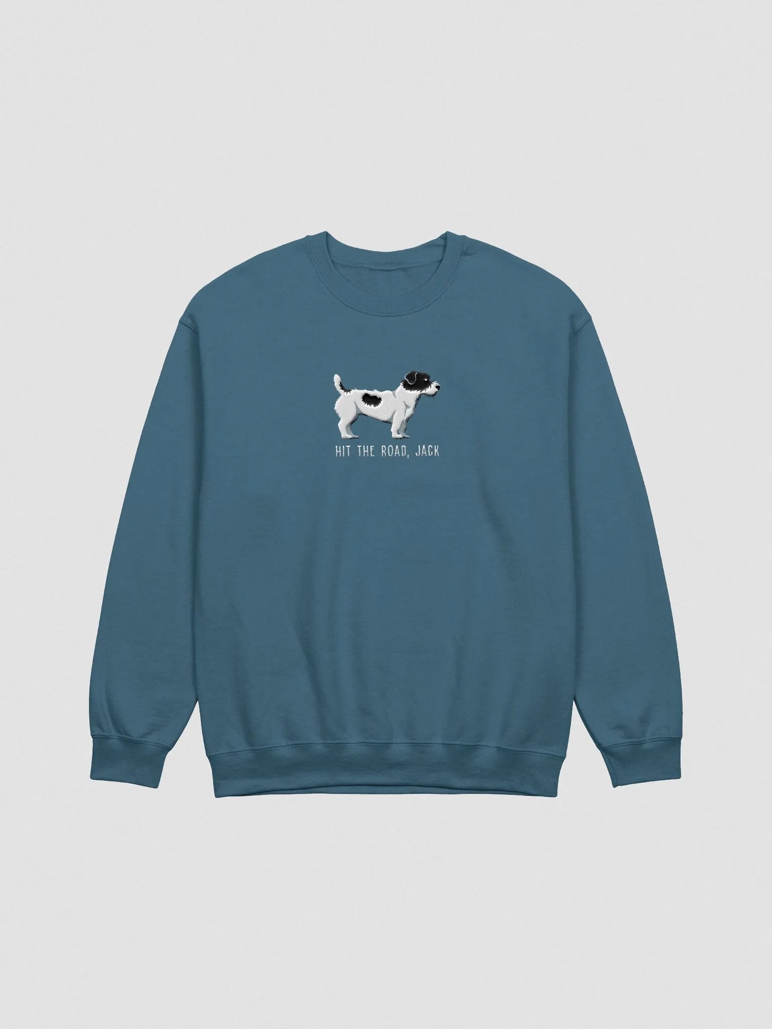 Hit the Road, Jack Sweatshirt (Embroidered) of a Jack Russell Terrier(Rough Coat, Black & White) product image (4)