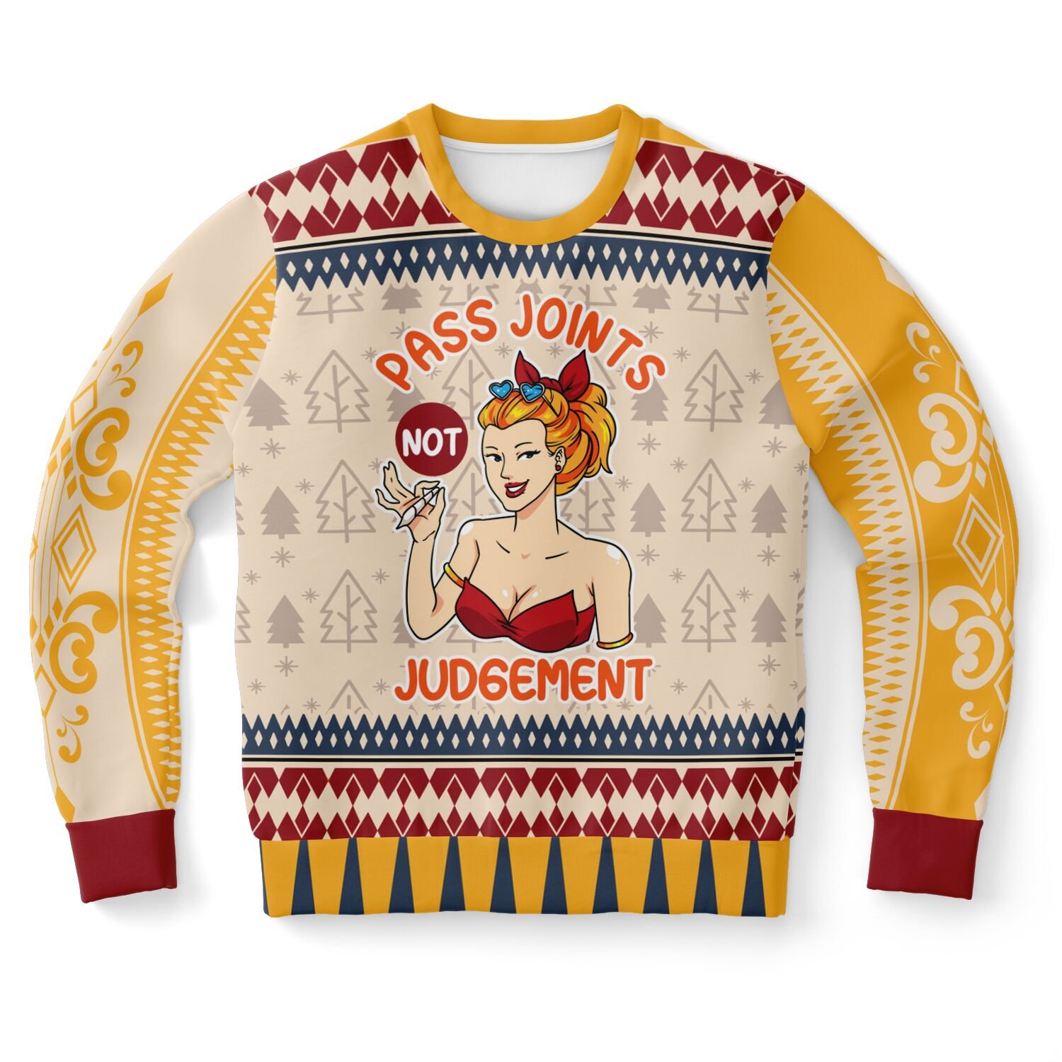 "Pass Joints Not Judgement" Sweatshirt | Retro Stoner Holiday Sweater | 420 Christmas Party Outfit product image (9)