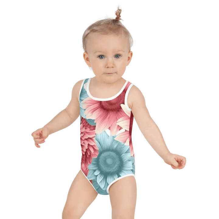 Child’s Blue And Pink Sunflower Bathing Suit product image (2)