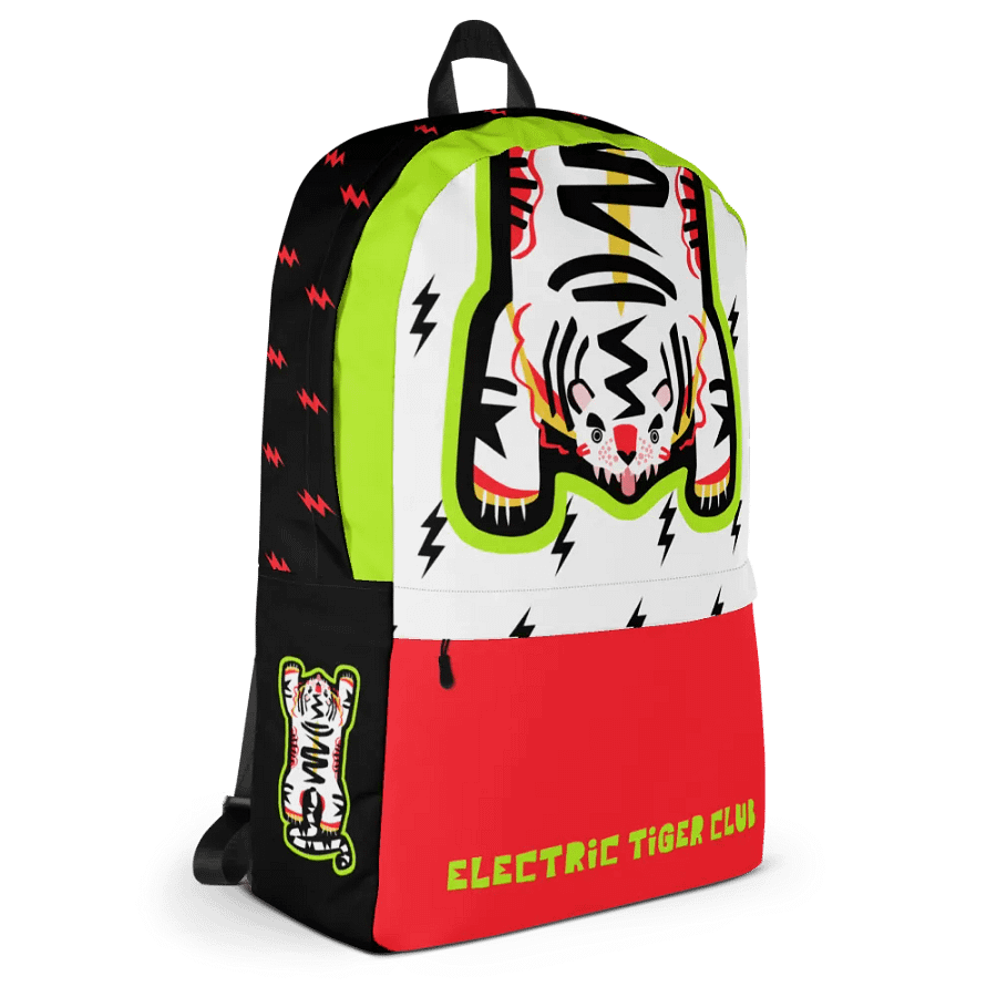 White Electric Tiger on Lime and Black - Backpack product image (1)