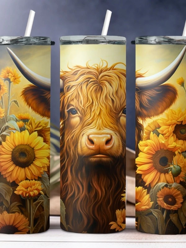 Highland Cow and Sunflowers Tumbler product image (1)
