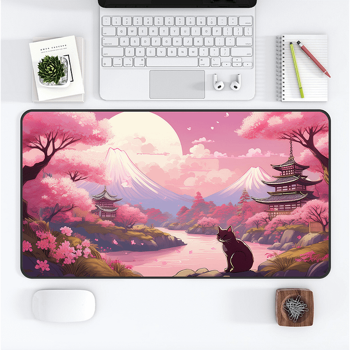 Whiskered Blossoms Medium Desk Mat (12 x 22) product image (1)