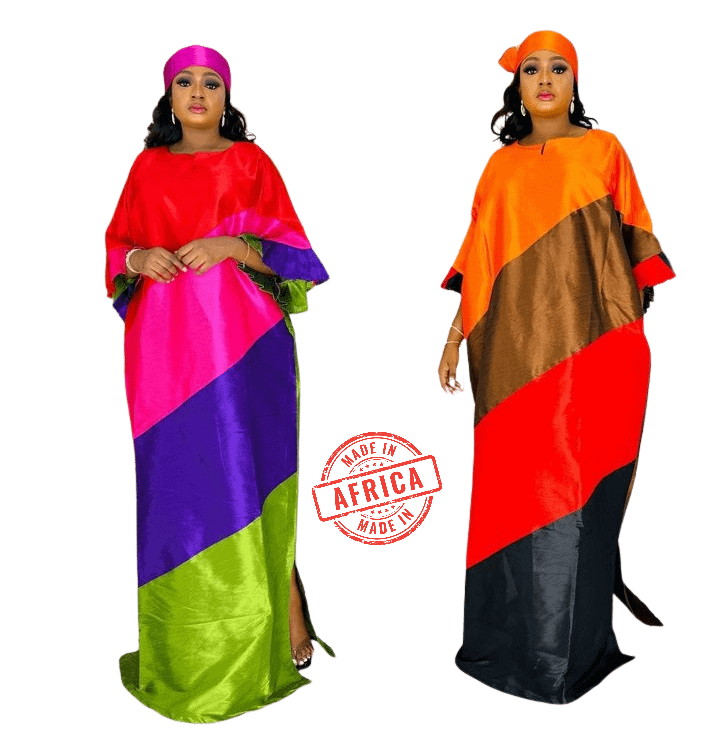 Luxury Raw Silk Color Block Kaftan (UK Size 8 - 24) product image (1)