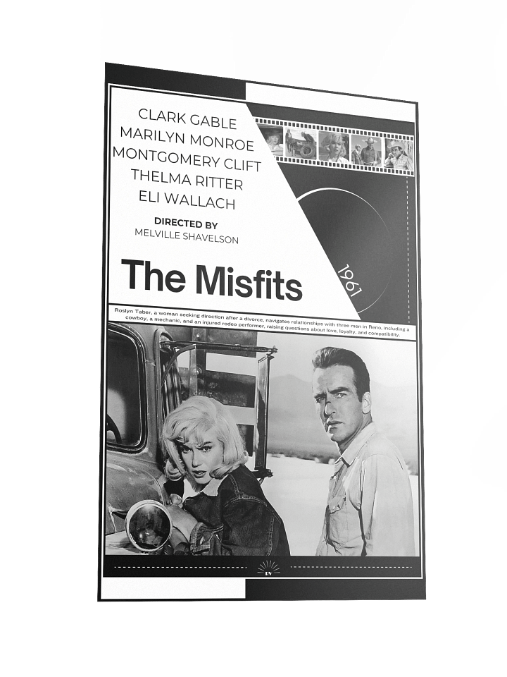 The Misfits with Marilyn Monroe, Clark Gable and Montgomery Clift 1961 | Movie Poster | 12x18 Wall Art product image (2)