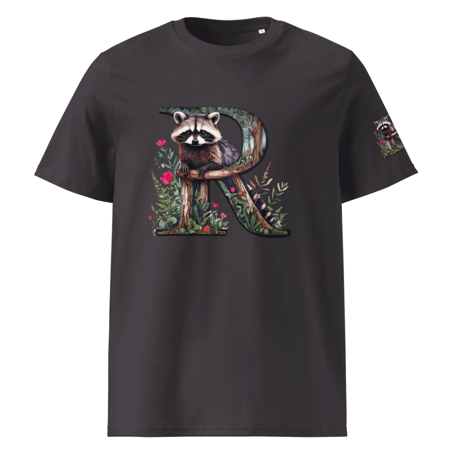 Nature-Inspired Raccoon Letter Organic T-Shirt product image (5)