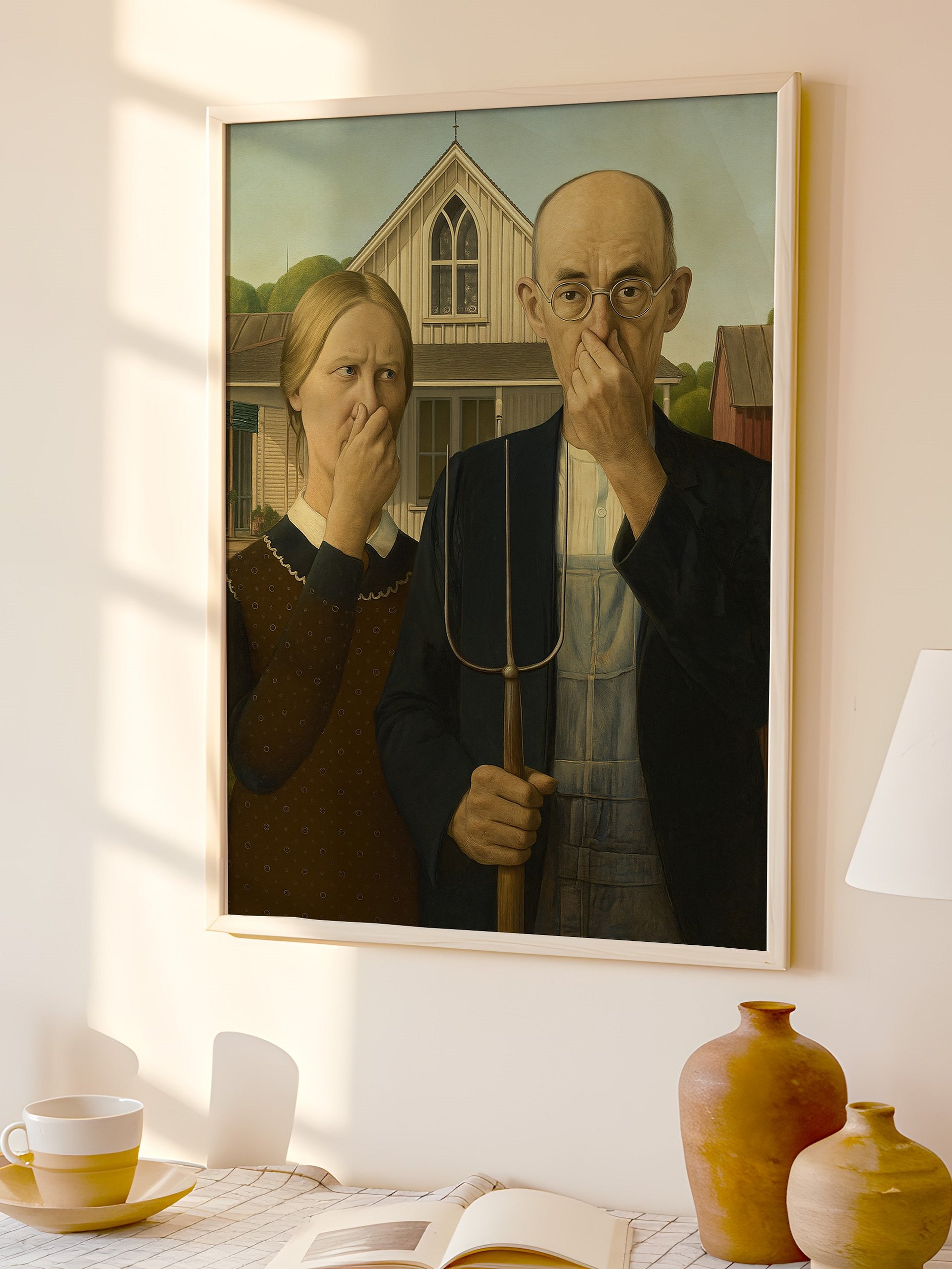 Funny American Gothic Bathroom Art Print Poster product image (3)
