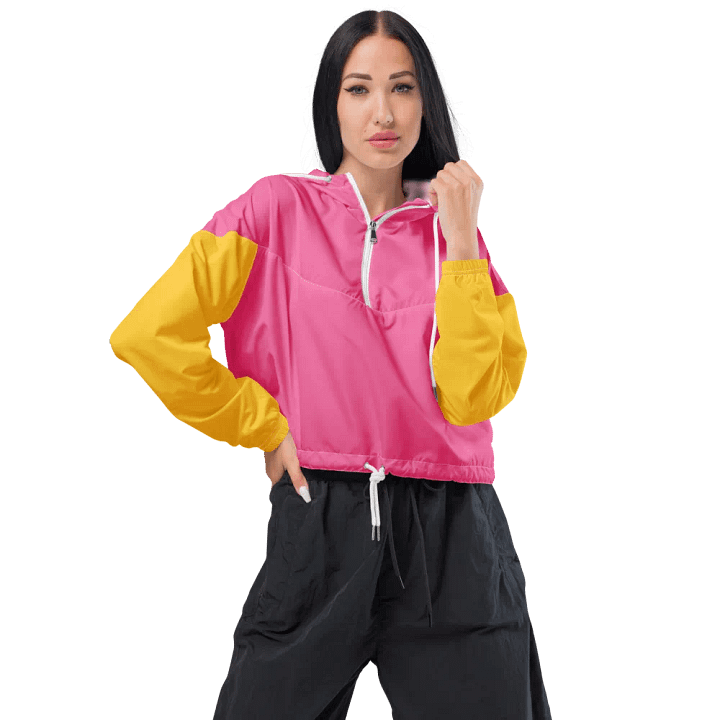 CALIGIRL Pink/Yellow Women's Cropped Windbreaker product image (1)